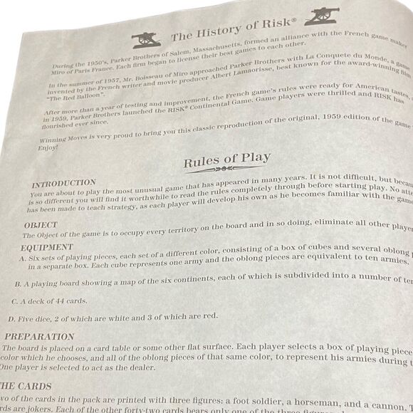 RISK Vintage Board Game 2008 Parker Brothers Inc. Continental Instructions Rules - Picture 4 of 9